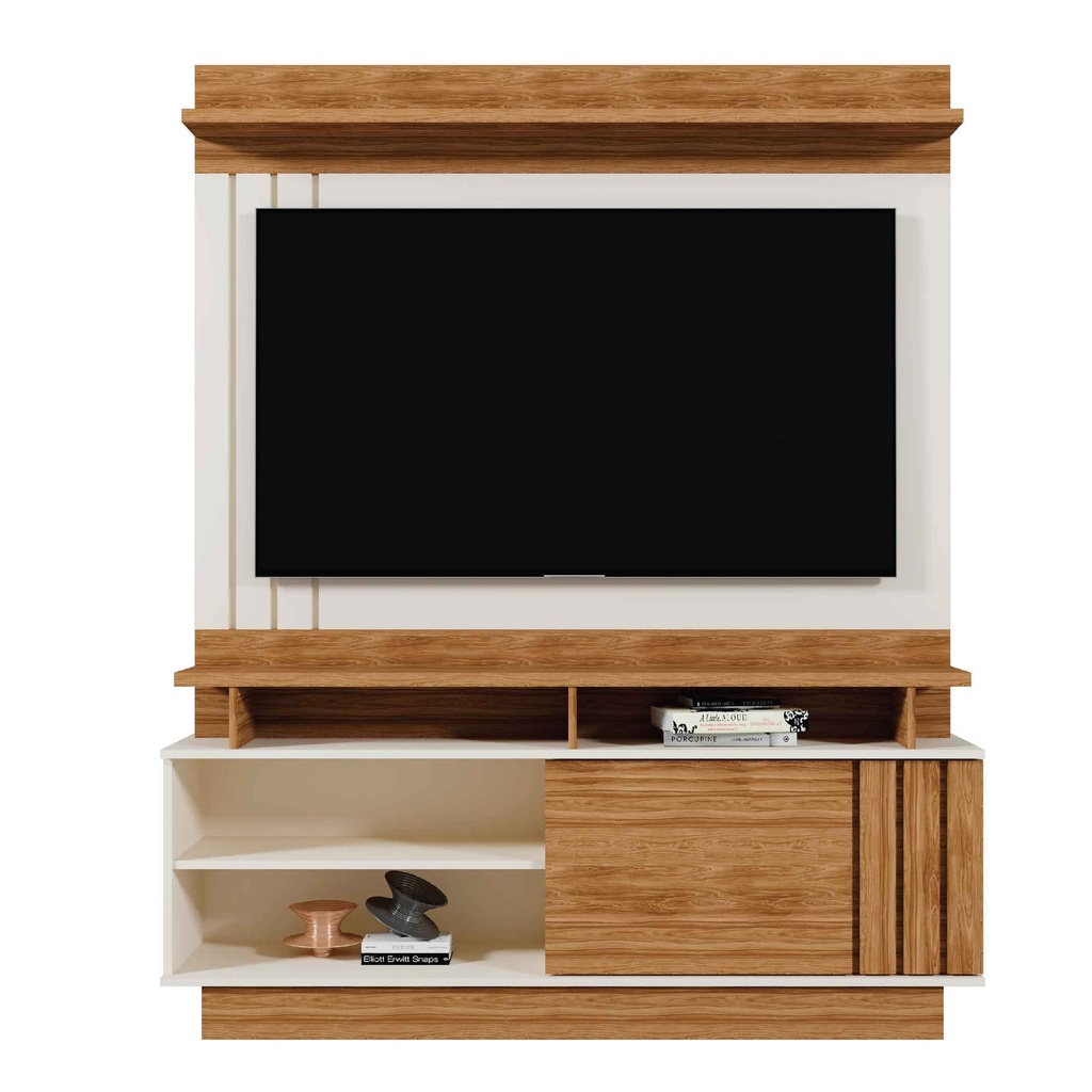 CENTRO DE ENTRETENIMIENTO HOME GOIAS# 2001154# 781# OFF WHITE/AMENDOA 150X33X185CM 2 CJ 