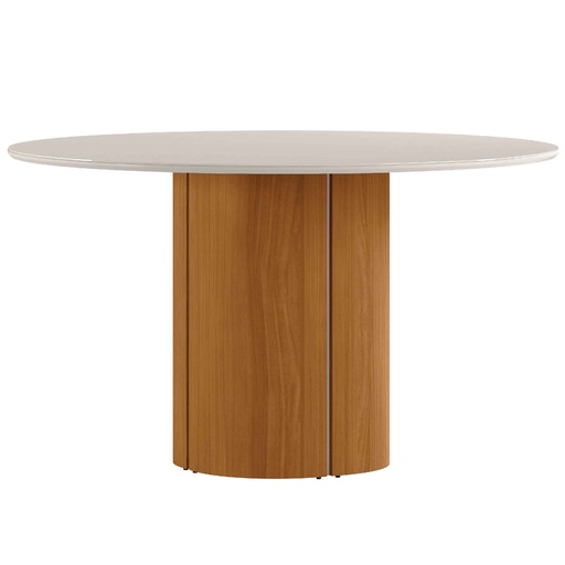 MESA REDONDA DE COMEDOR SERENA # COLOR 960 YPE DAMASCO/OFF WHITHE# 135X135CM