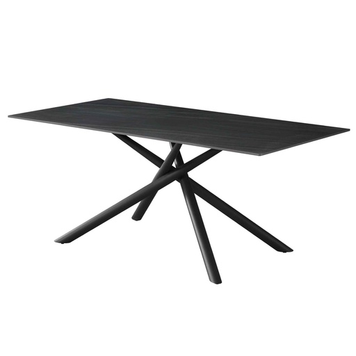 MESA COMEDOR RECT DT1603# 180X100X76CM DARK GREY# CERAMICA C/ PATA DE METAL 