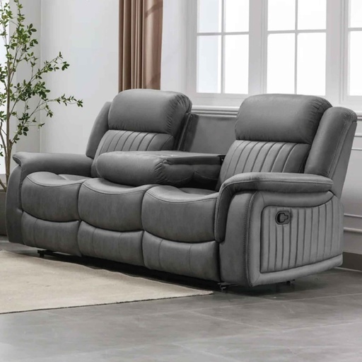 SOFA RECLINABLE TELA CX076B-53B# AS1007-14 TJ025# 3 PUESTOS C/ PORTAVASOS