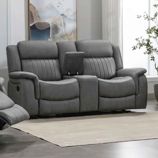 SOFA RECLINABLE TELA CX076B-52D# AS1007-04 TJ025# 2 PUESTOS C/ PORTAVASOS