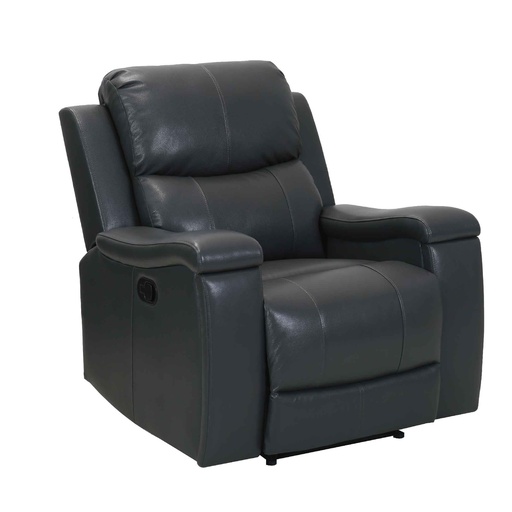 SOFA RECLINABLE CUERO/VINIL RR5064AY51D# 1 PUESTO GRIS OSCURO F126# CON PORTAVASOS DESLIZABLES