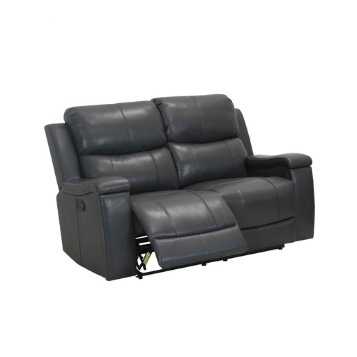 SOFA RECLINABLE CUERO/VINIL RR5064AY52DM# 2 PUESTOS GRIS OSCURO F126# CON PORTAVASOS DESLIZABLES