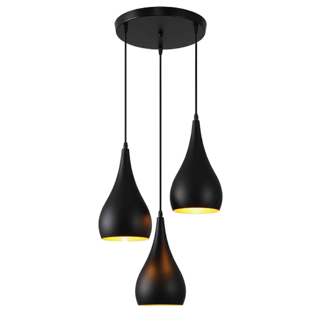 LAMPARA COLGANTE 7719/3# BK+GD20 ALUMINIO 160X280MM ROSCA 