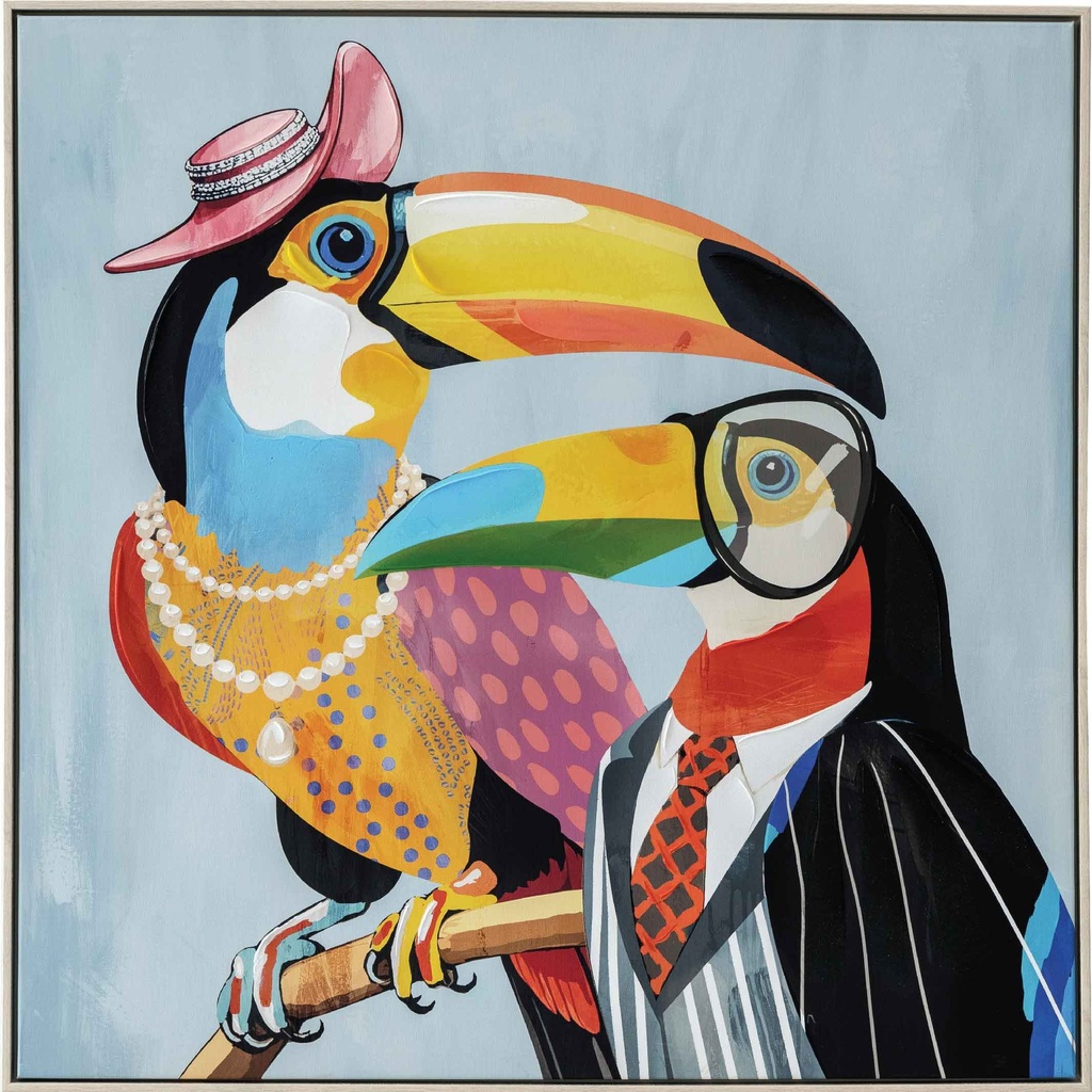 CUADRO J-P9035N-1C# 80X80CM MARCO GB056-2312# BLANCO/MADERA	 