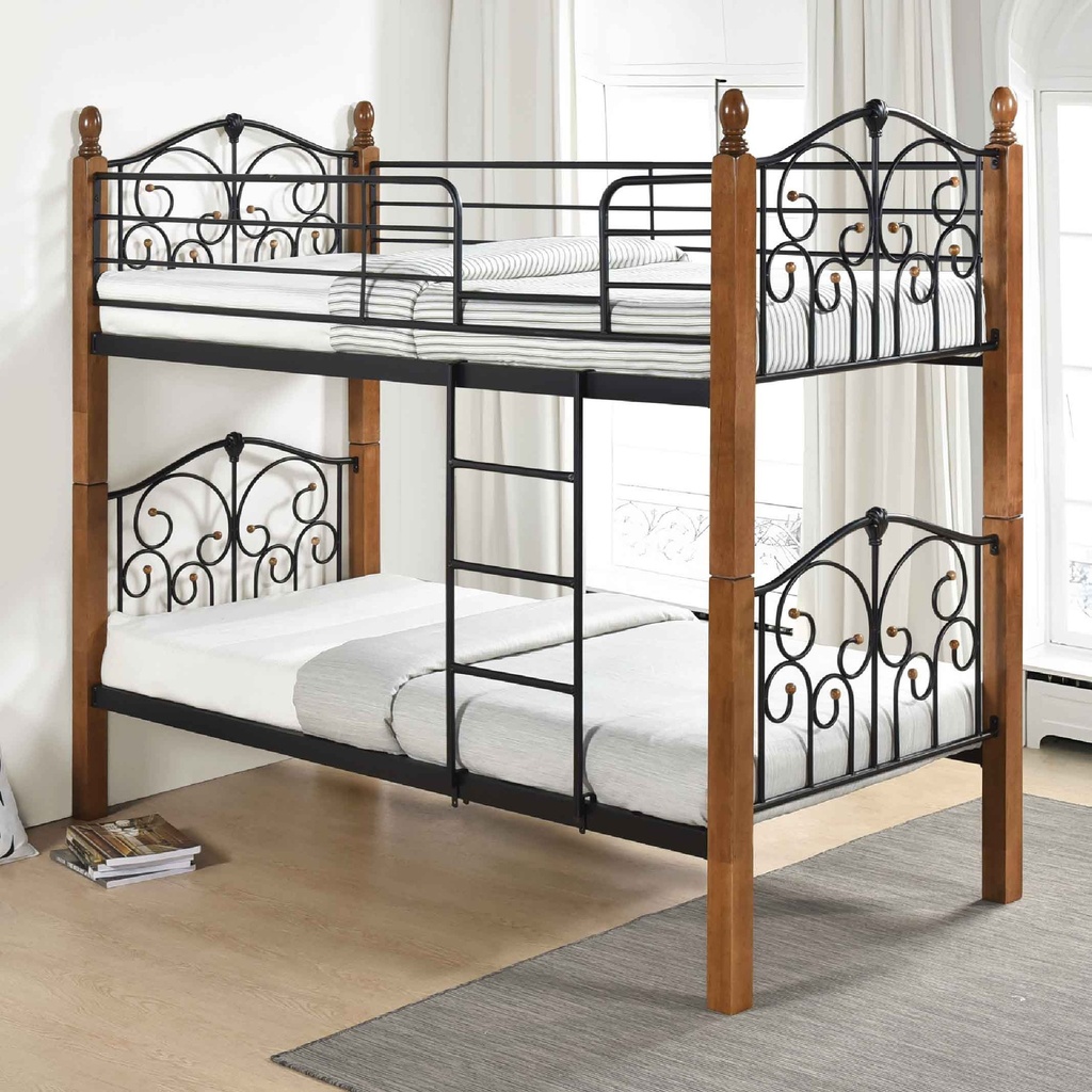 CAMAROTE DE HIERRO CON MADERA TWIN-90CM/TWIN-100CM DAISY# MAS D. OAK 3CJ
