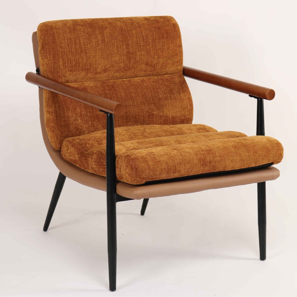 SILLA POLTRONA QH-8022# 455-7 ORANGE +012LYXPU BROWN BRAZOS/MADERA