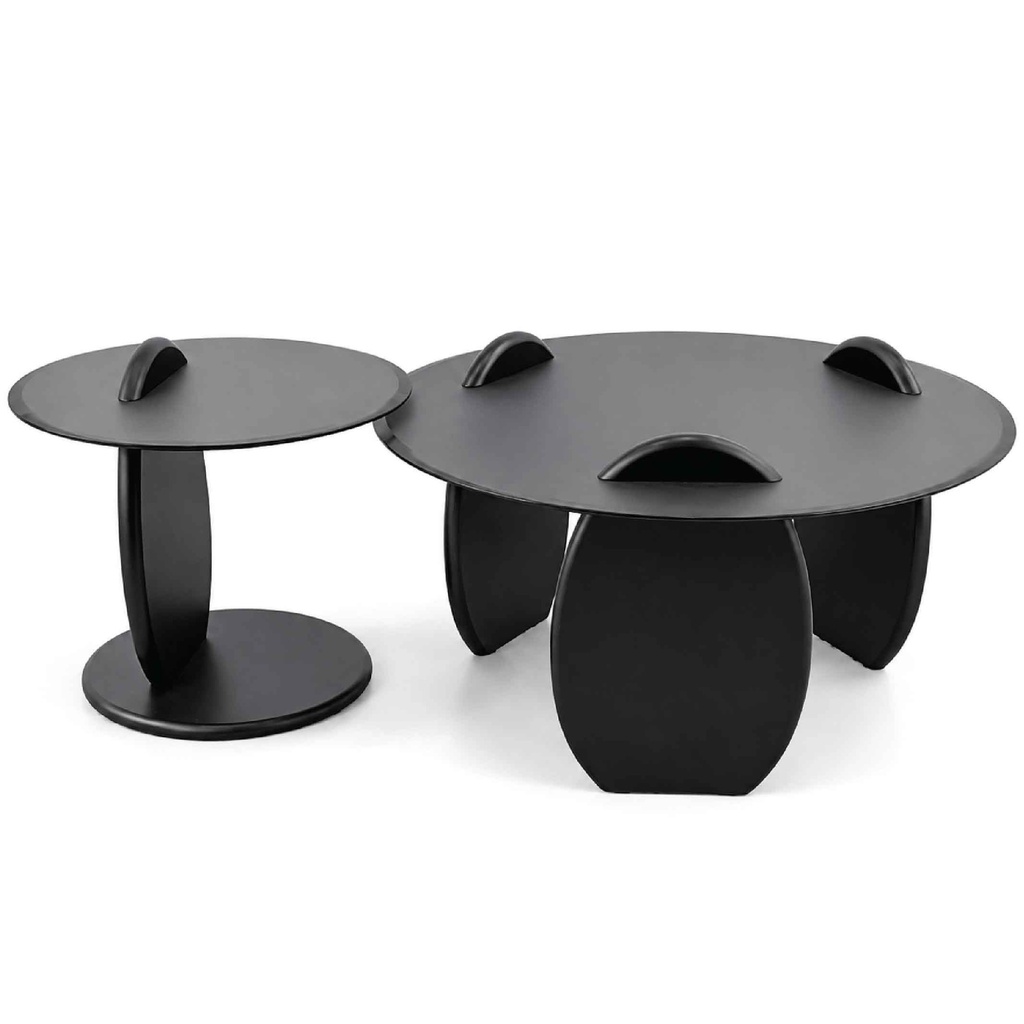 JUEGO DE MESITA CT677# 80X39+50X41CM VIDRIO TEMPLADO/BASE DE MDF NEGRA# 1CJ